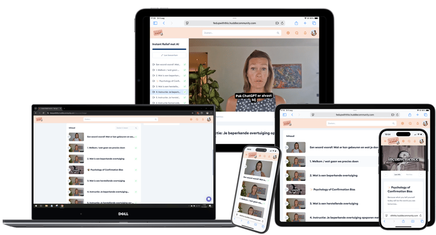 Instant Relief met AI cursus op laptop en telefoon