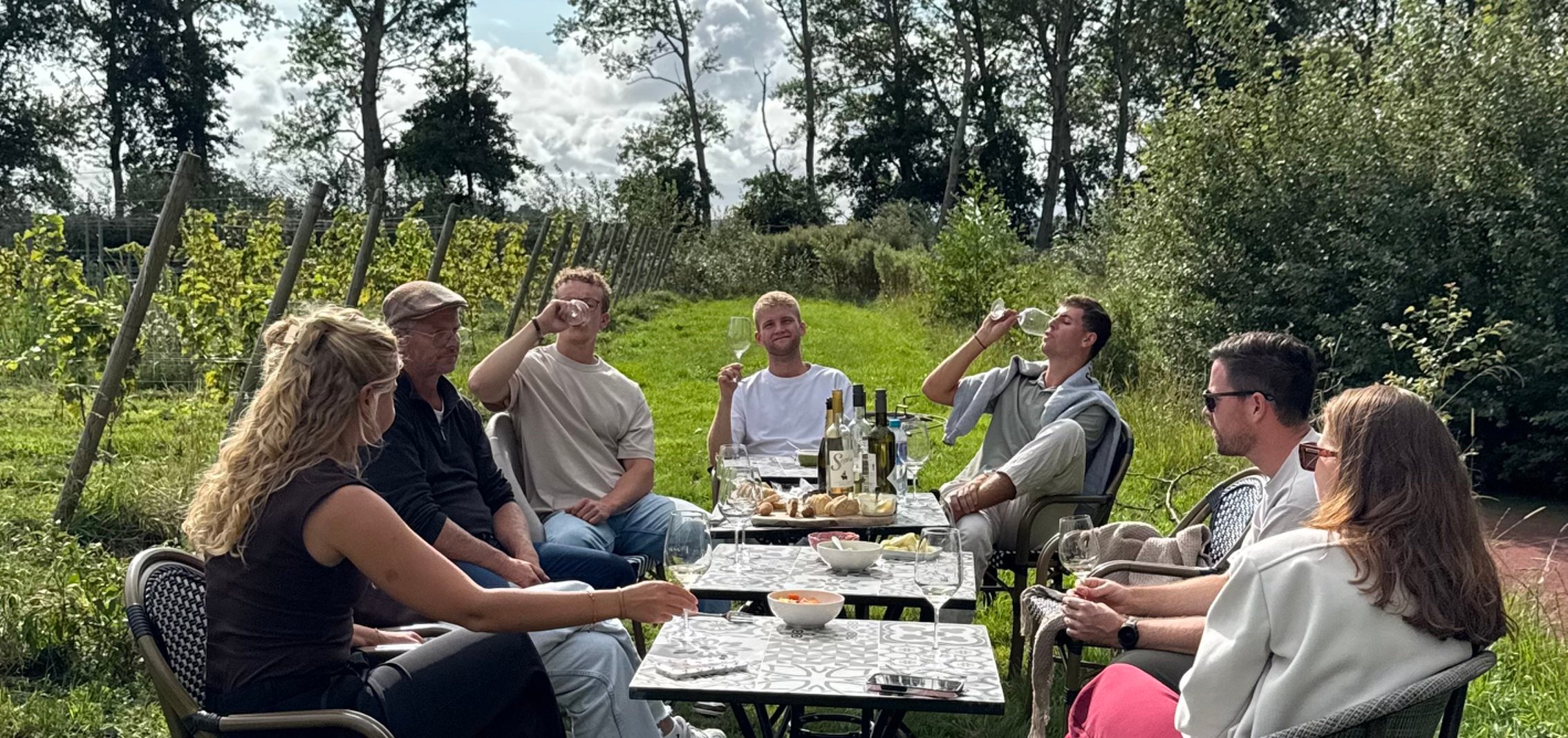wijn-spijs proeverij in de wijngaard op Domein Bergen