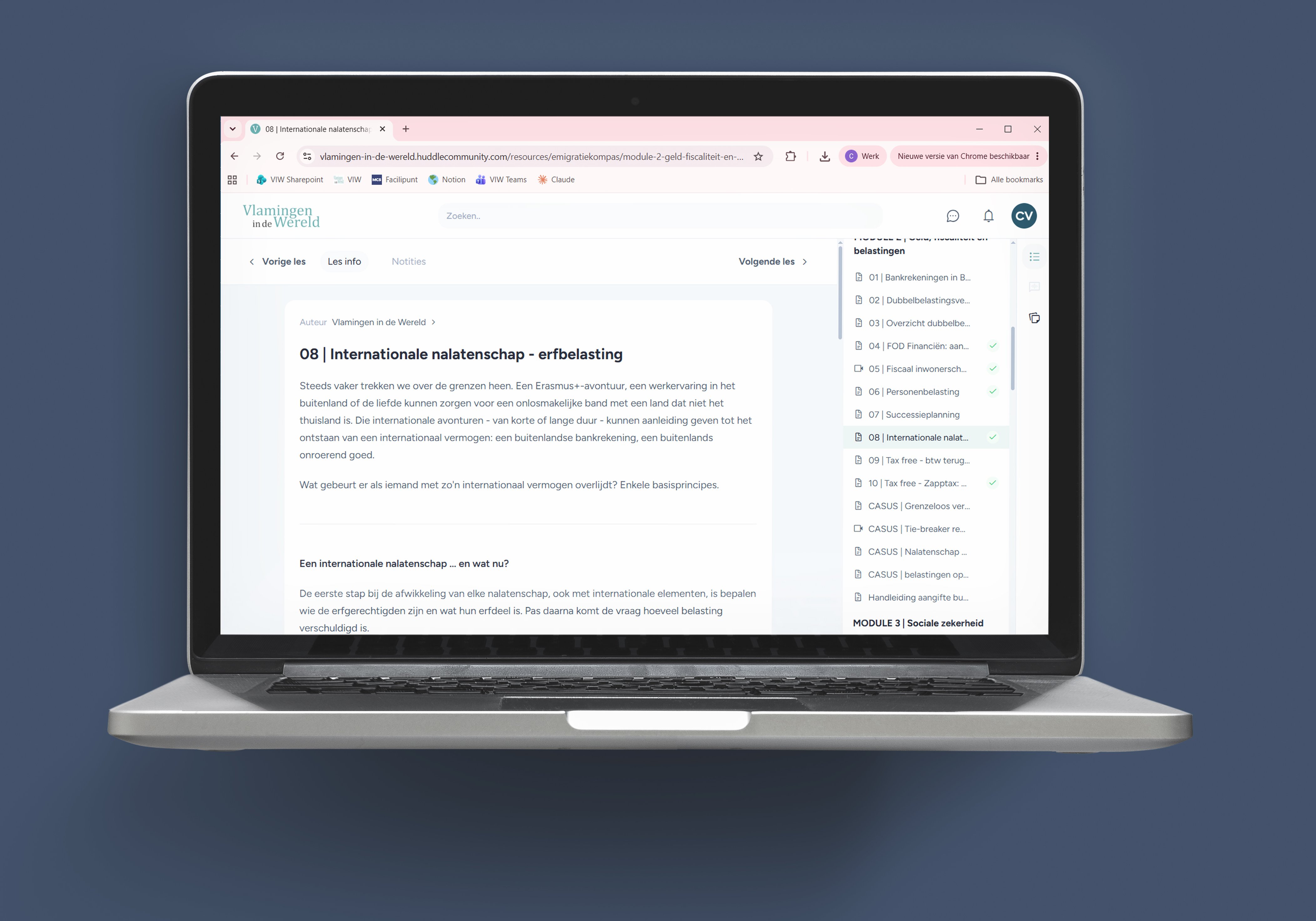 emigratiekompas leerplatform interface