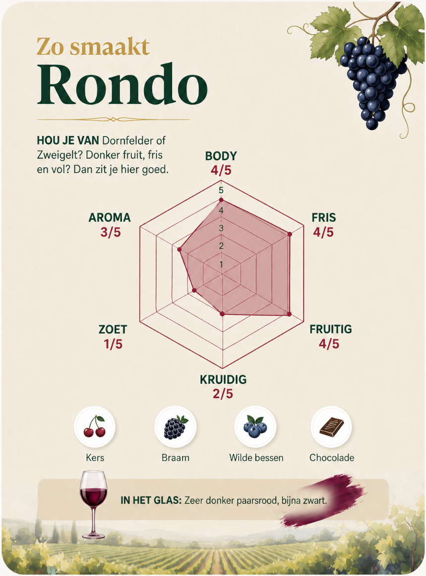 Zo smaakt wijn van de Rondo druif