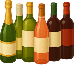 Icoon zes flessen Nederlandse wijn, wit rosé en rood
