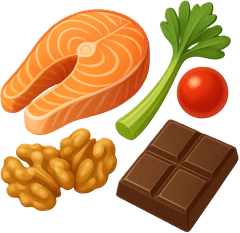 Icoon wijn-spijs combinaties: zalm, groente, noten en chocolade