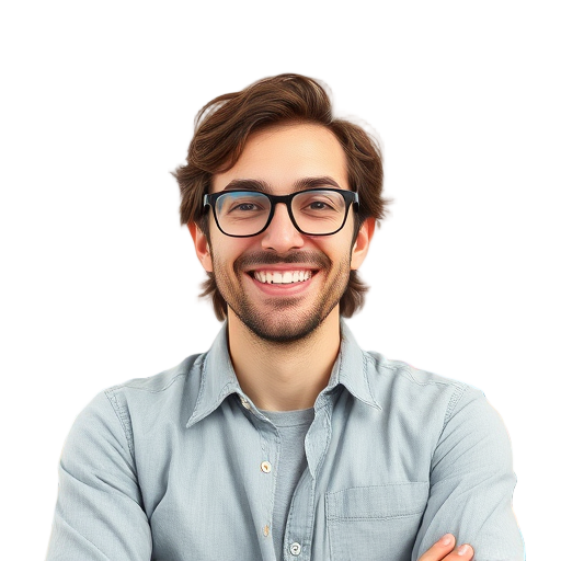 Een persoon glimlachend naar de camera met een witte achtergrond.