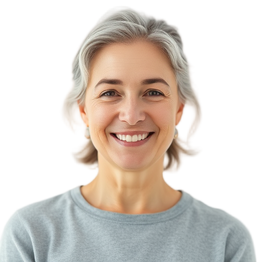 A person smiling to the camera with a white background looking like