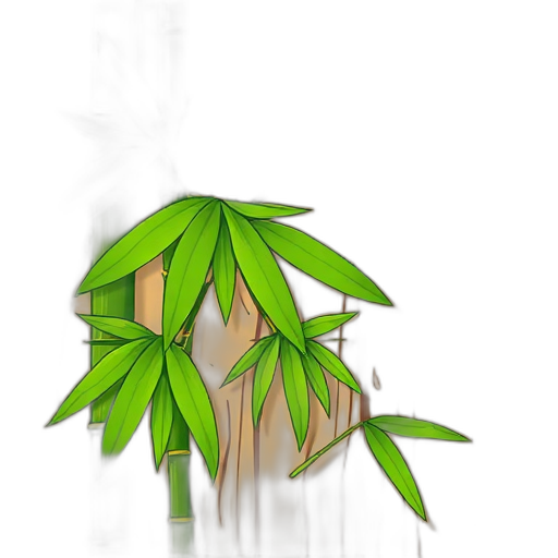 Groene bladeren met een houten textuur en bamboestokken.