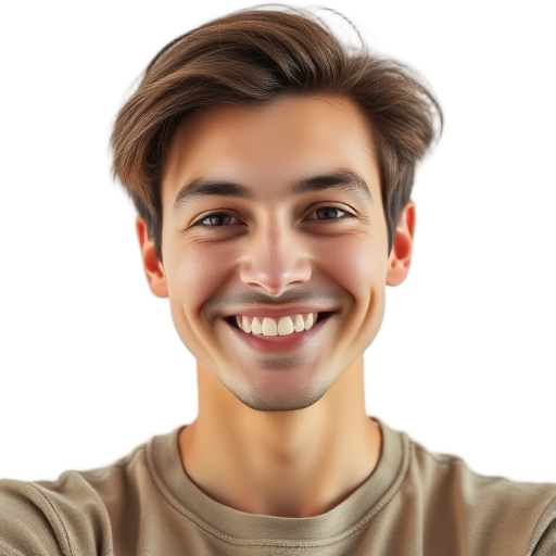 A person smiling to the camera with a white background looking like