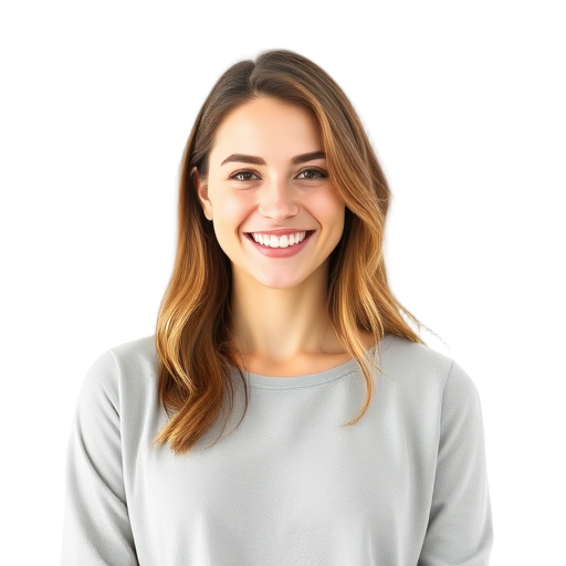 A person smiling to the camera with a white background looking like