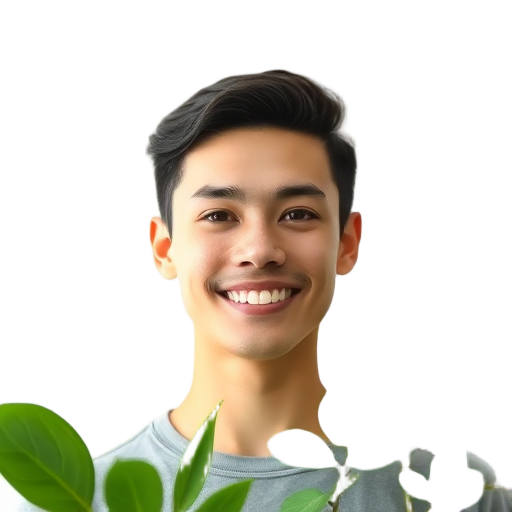A person smiling to the camera with a white background looking like
