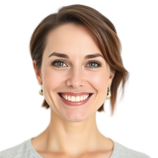 A person smiling to the camera with a white background looking like