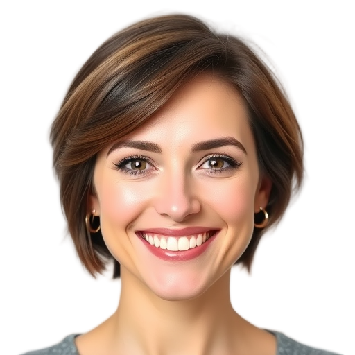 A person smiling to the camera with a white background looking like