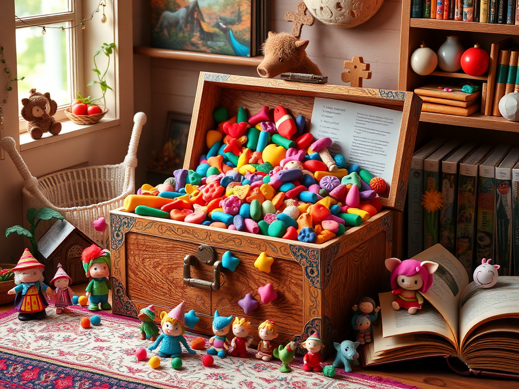 Een kleurrijke knutseldoos vol met felle polymeren klei.