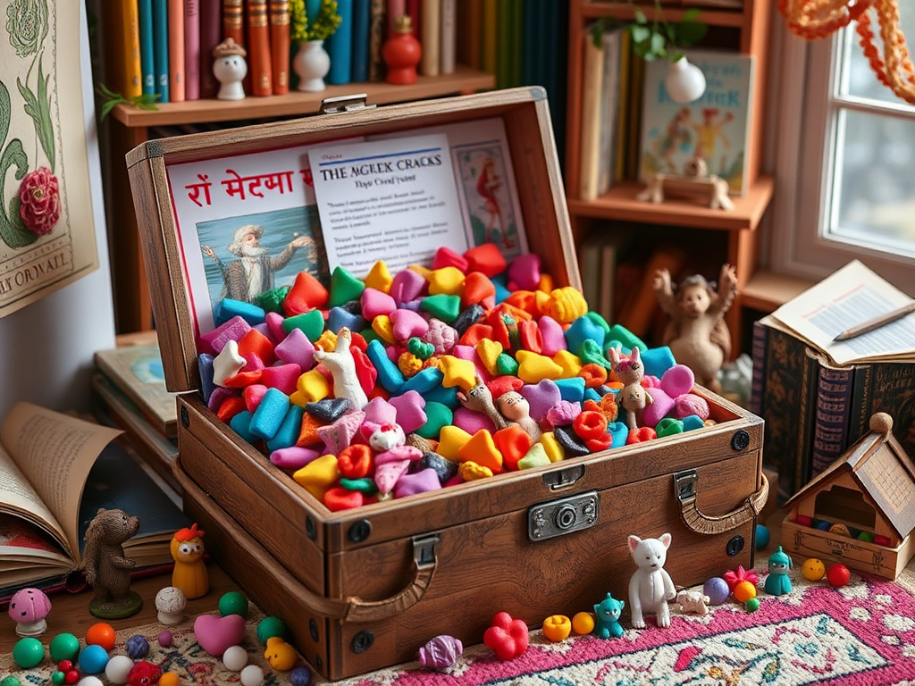 Een kleurrijke knutseldoos vol met felle polymeren klei.