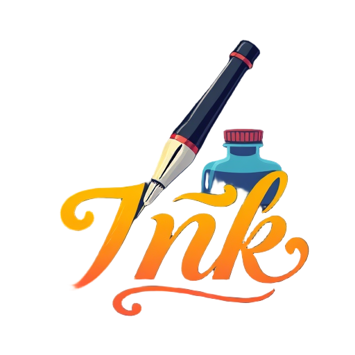 Inktpen en inkwaterschildering met sierlijke letters