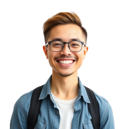 A person smiling to the camera with a white background looking like