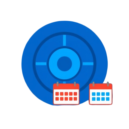 'blue target' 'person silhouette' 'calendar grid' "