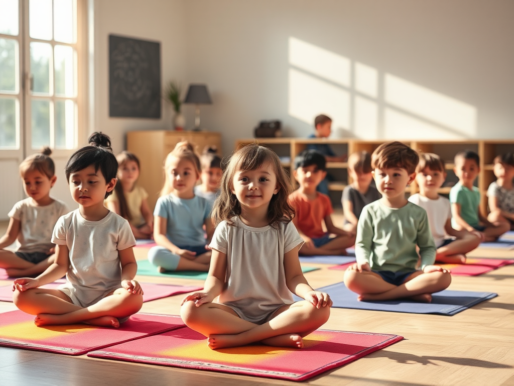 Kinderen oefenen mindfulness in een rustige klas.