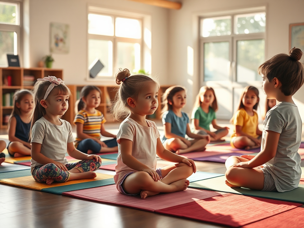 Kinderen oefenen mindfulness in een rustige klaslokaal.