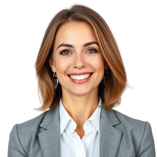 A person smiling to the camera with a white background looking like
