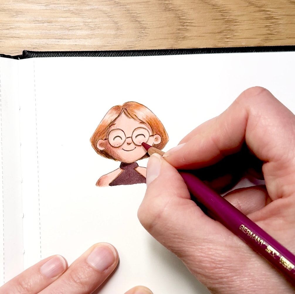 portrait drawing colored with pencil