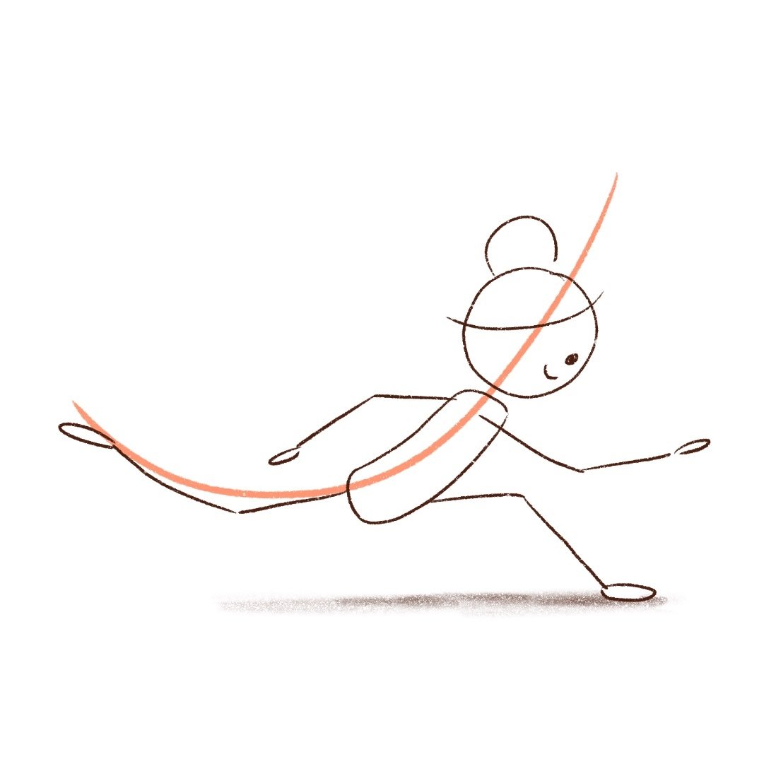 stickfigure girl running with line of action