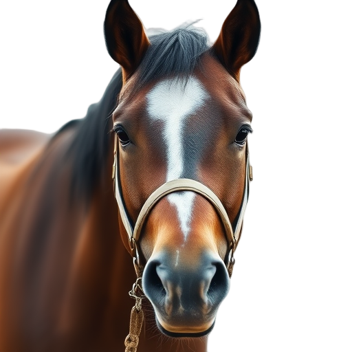 A horse wearing a subtle, comfortable halter with a long lead rope, natural lighting, soft focus, neutral background.