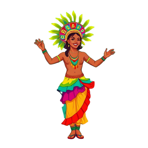 Samba danseres in een kleurrijk kostuum.