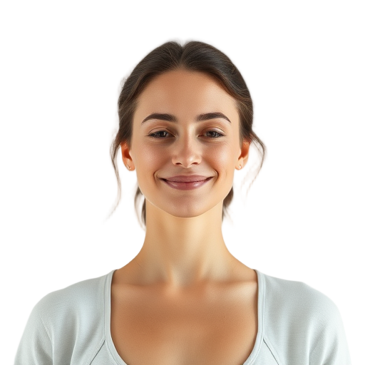 A person smiling to the camera with a white background looking like