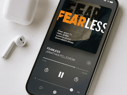 FEARLESS audioboek van Jonathan Pellegrom, een christelijk zelfhulpverhaal voor jongeren die angst, stress en paniek willen overwinnen. Luisterversie met praktische tools, hoop en geloof voor iedereen die rust, richting en mentale veerkracht zoekt.