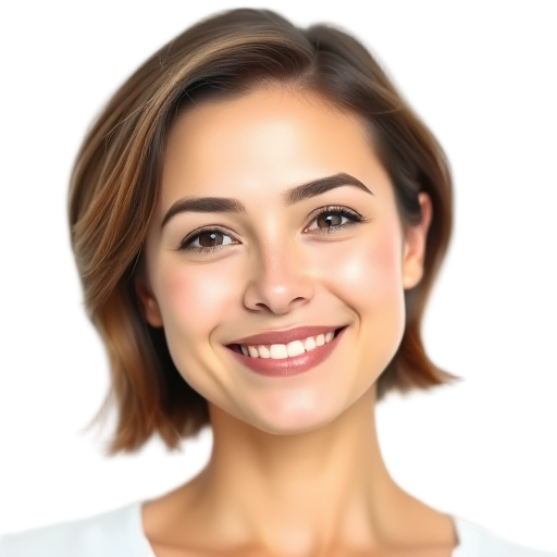 A person smiling to the camera with a white background looking like