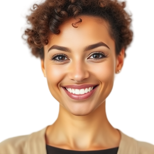 A woman smiling confidently to the camera with a soft white background looking like