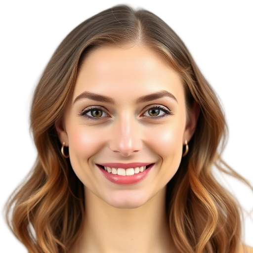 A person smiling to the camera with a white background looking like