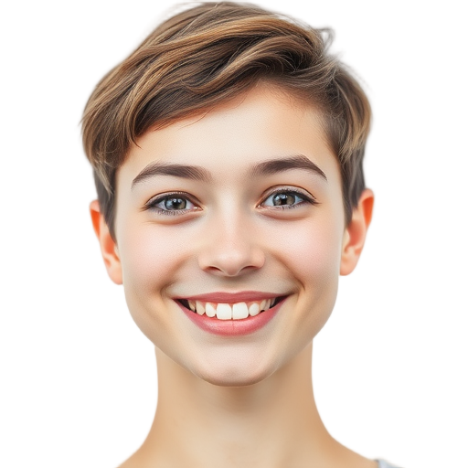 A person smiling to the camera with a white background looking like