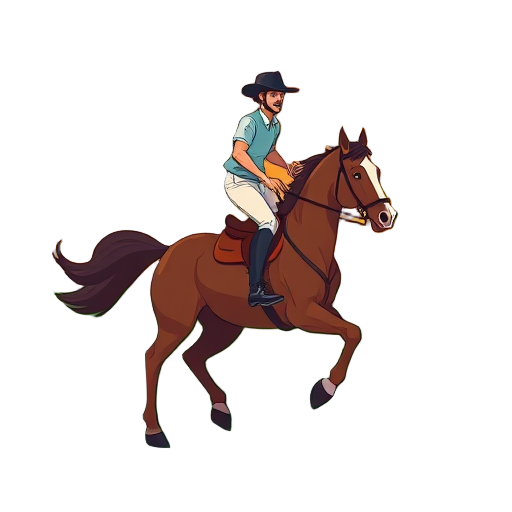 Een zelfverzekerde ruiter te paard in galop.