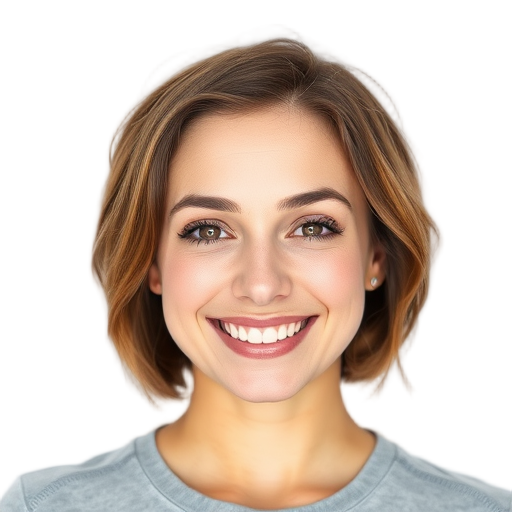 A person smiling to the camera with a white background looking like