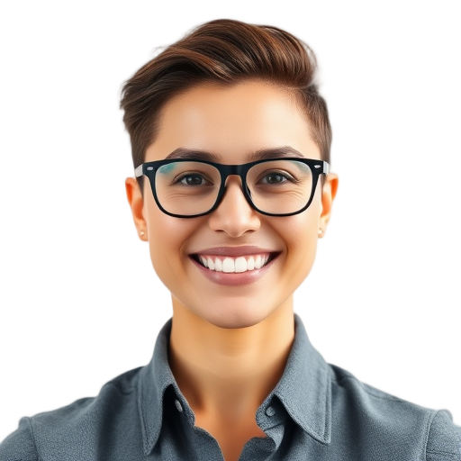 Een persoon glimlacht naar de camera met een witte achtergrond.