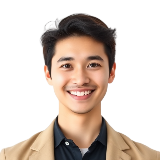 A person smiling to the camera with a white background looking like