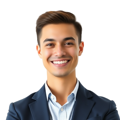 A person smiling to the camera with a white background looking like