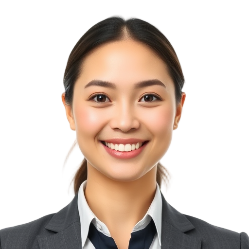 A person smiling to the camera with a white background looking like