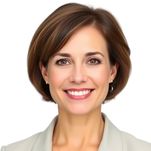 A confident professional smiling to the camera with a white background looking like