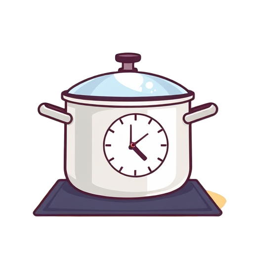 Kookpot met een klok op een yogamat.