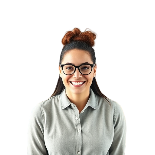 A person smiling to the camera with a white background looking like