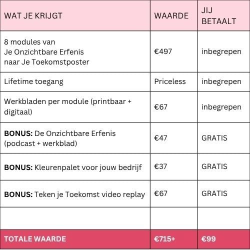 WAT JE KRIJGT — €99 ALS NO-BRAINER