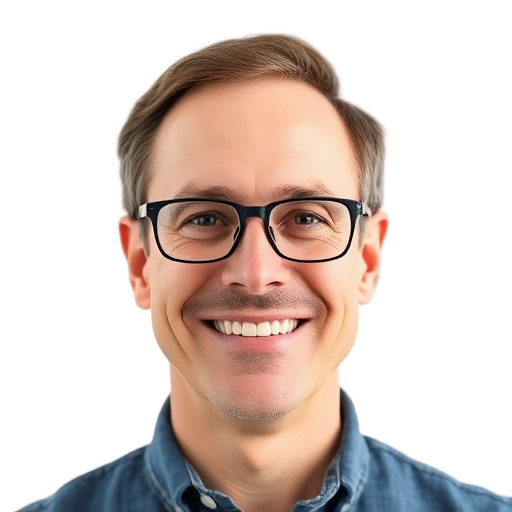 A smiling person against a white background.