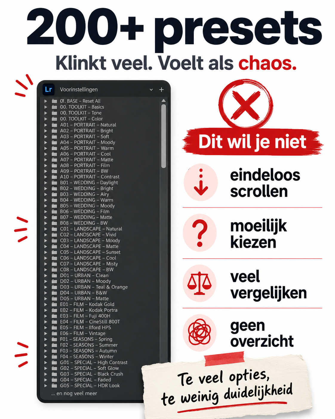 200+ presets is te veel