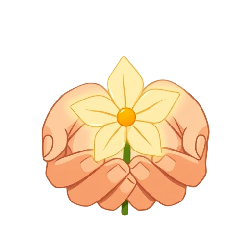 "hands" "flower" "gentle glow"