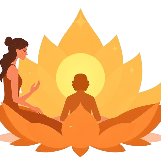 "golden lotus" "women circle" "three evenings" "safe space" "healing connection" "growth" "silhouette of women in lotus form" "soft warm colors" "gentle glow" "circle of hands" "cozy online vibe" "relaxed poses" "heart-centered energy" "calm pattern" "sub
