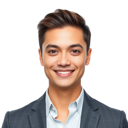 A person smiling to the camera with a white background looking like