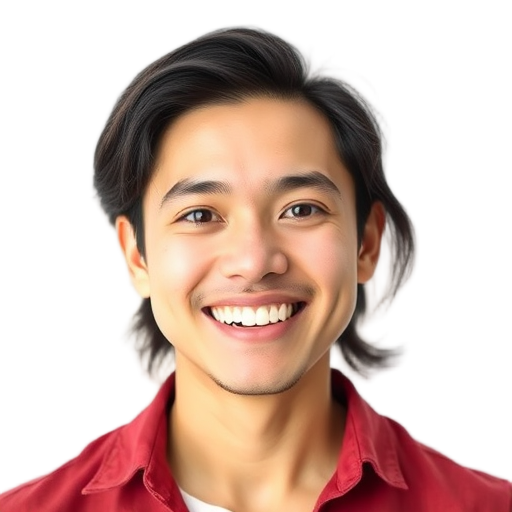 A person smiling to the camera with a white background looking like