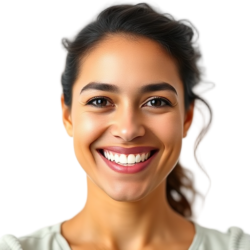 Een persoon die naar de camera lacht met een witte achtergrond.