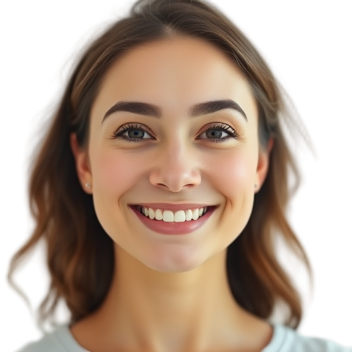 Een persoon die naar de camera glimlacht met een witte achtergrond.